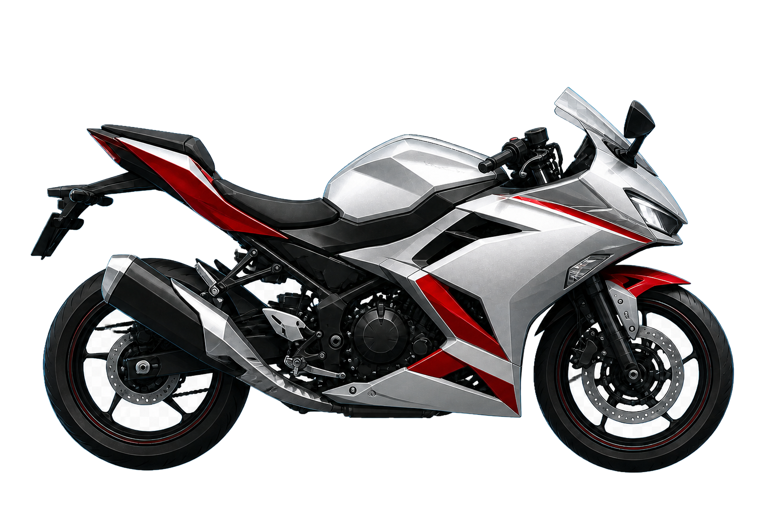 Ninja 250 ギャラクシーシルバー × キャンディパーシモンレッドを参考にした非公式イラスト