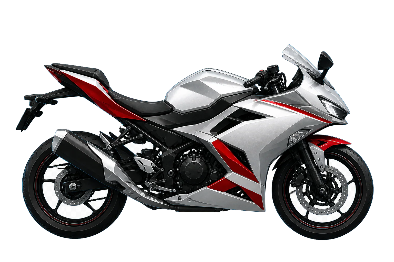 Ninja 250 ギャラクシーシルバー × キャンディパーシモンレッドを参考にした非公式イラスト